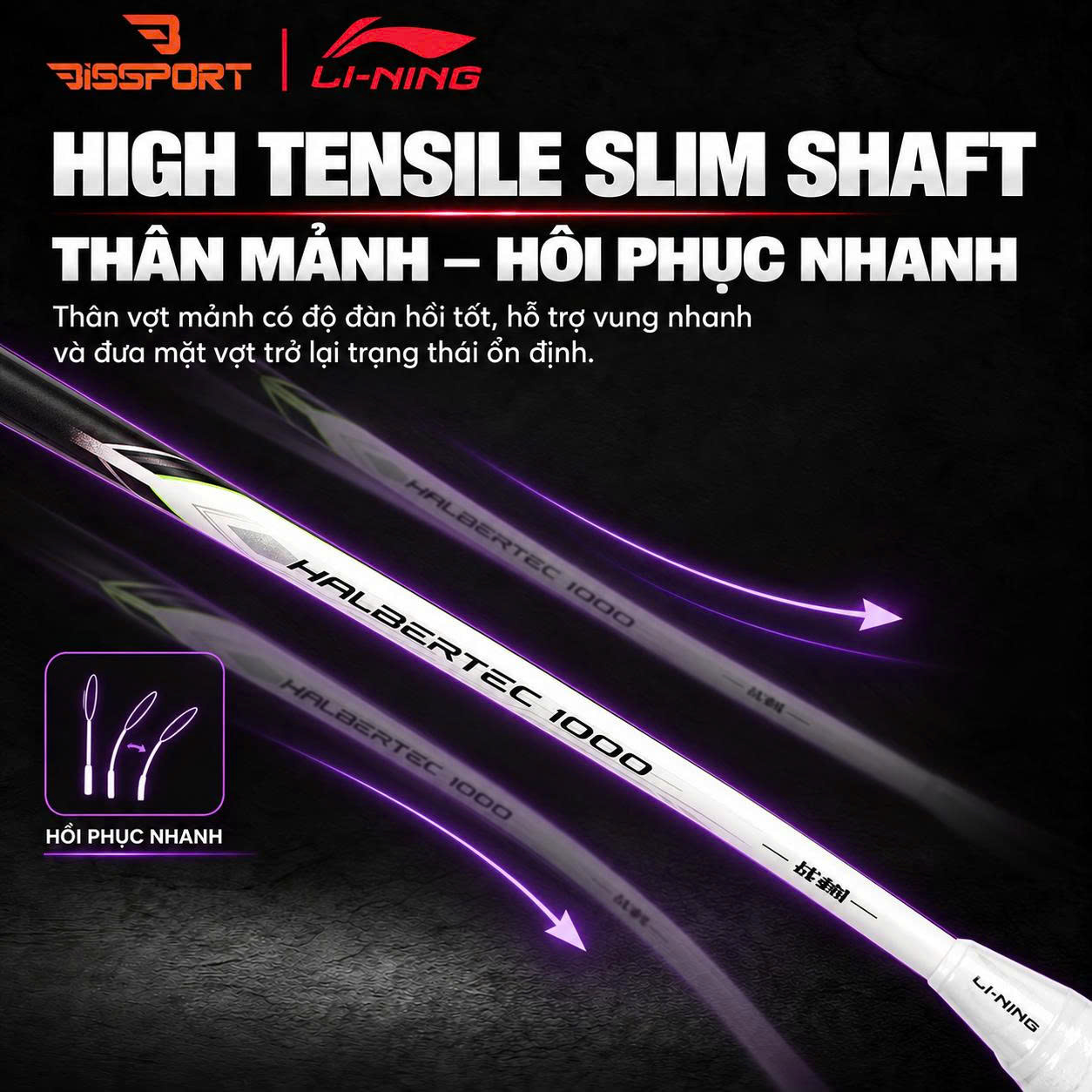 Vợt Cầu Lông Li-Ning Halbertec 1000 Chính Hãng - Kiểm Soát Tốt, Tốc Độ, Linh Hoạt, Chống Rung, Bền Bỉ, Toàn Diện